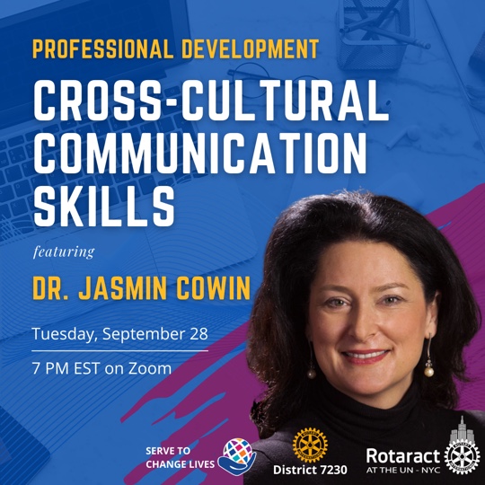 Dr. Jasmin Cowin invited to speak to Rotaract UN on “Have you ever encountered cultural misunderstandings in your workplace communication?”