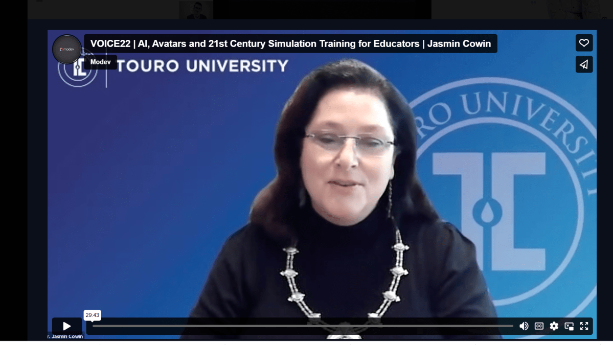 VOICE22 on Demand Session Recordings: Dr. Jasmin (Bey) Cowin – AI, Avatars and 21st Century Simulation Training for&nbsp;Educators